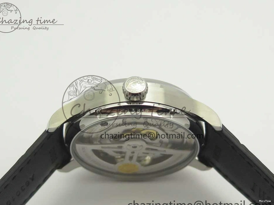 MIROTIME 0426 Upgraded Portuguese Flying Tourbillon SS White Dial 2 Sub Dials on Black Leather Strap 7161